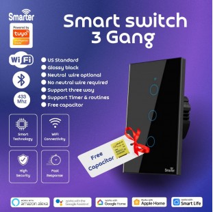 Smart switch 3 gang wifi + BLE + rf433 touch black