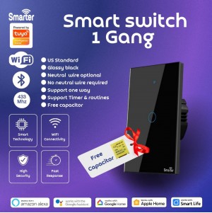 Smart switch 1 gang wifi + BLE + rf433 touch black