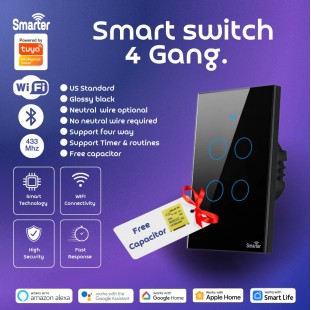 Smart switch 4 gang wifi + BLE + rf433 touch black